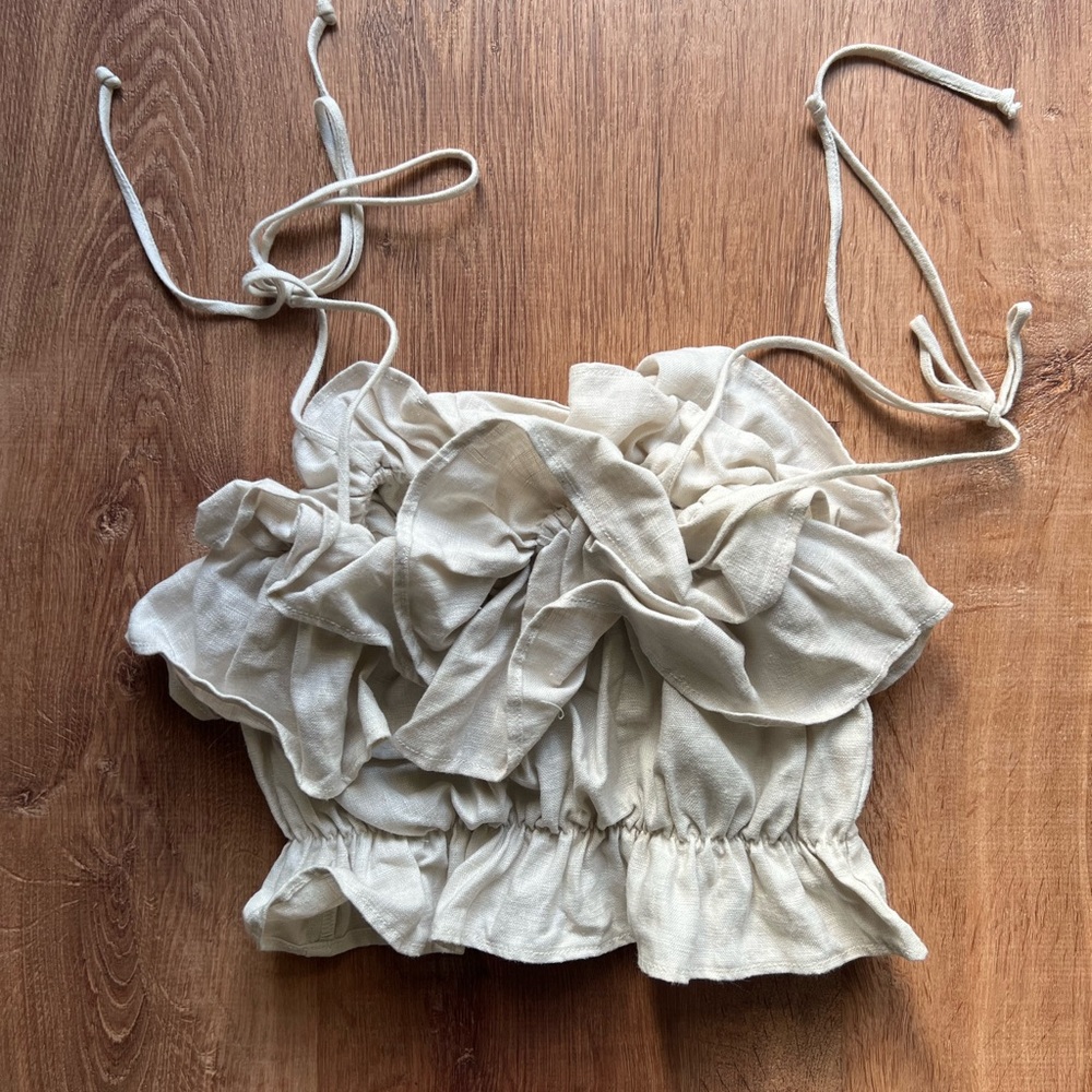REFORMATION | LINEN RUFFLE CROP - Picture 2 of 3